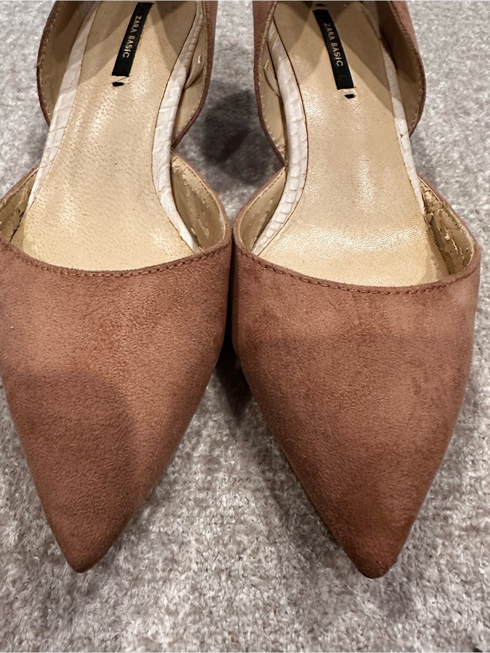 Zara Rust Brown Pointed D'Orsay Flats - Picture 2 of 10
